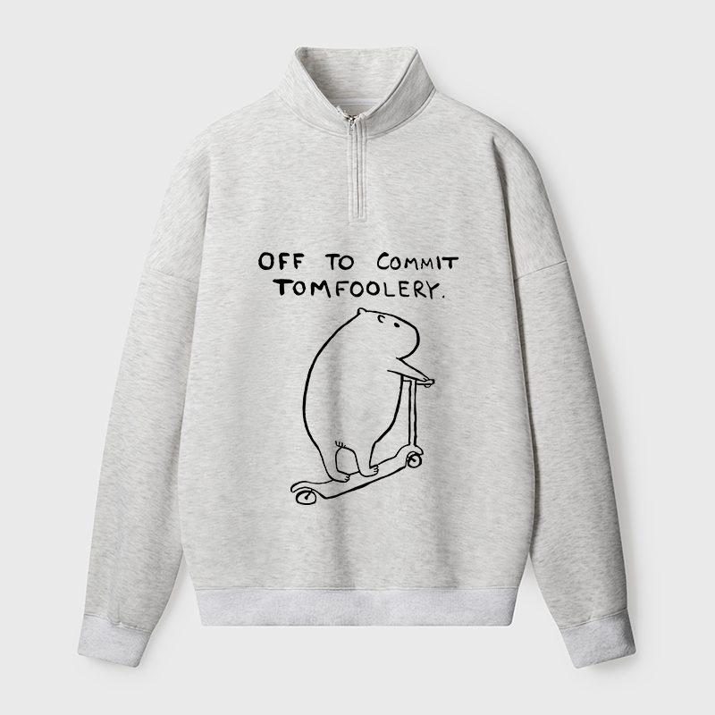 Tokyo-Tiger Capybara Is Ready To Do Something Bad Half Zip Fleece Sweatshirt