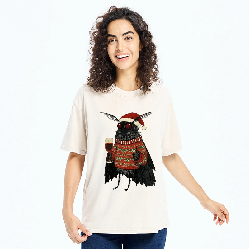 Tokyo-Tiger Christmas Mothman Wine Time Washed T-Shirt