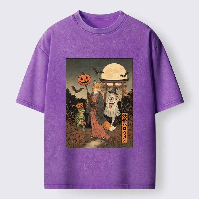 Tokyo‑Tiger Yokai Halloween Crew Washed T‑Shirt