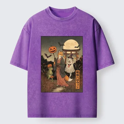Tokyo‑Tiger Yokai Halloween Crew Washed T‑Shirt
