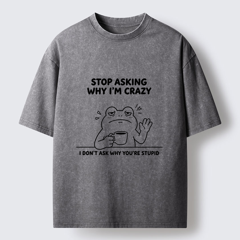 Tokyo-Tiger Mad Coffee Frog Meme Washed T-Shirt