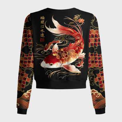 Tokyo-Tiger Elegant Koi Fish Watercolor Art Women's Lightweight Cardigan