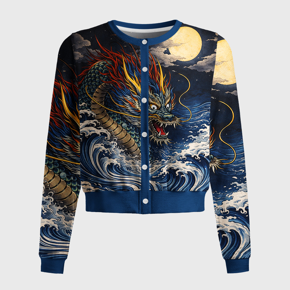 Tokyo-Tiger Storm Dragon Of The Wild Waves Women's Lightweight Cardigan