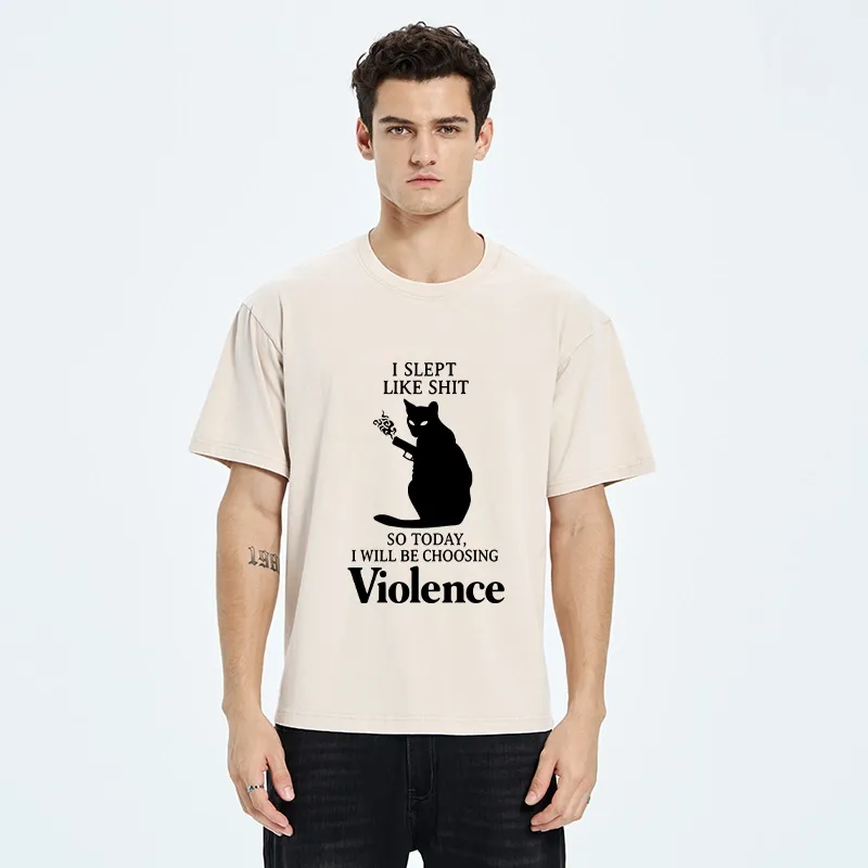 Tokyo-Tiger Mad Cat Mood Washed T-Shirt
