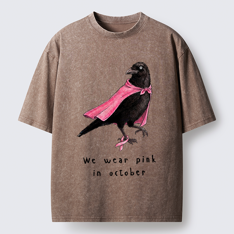 Tokyo-Tiger Pink Ribbon Raven Breast Cancer Awareness Washed T-Shirt