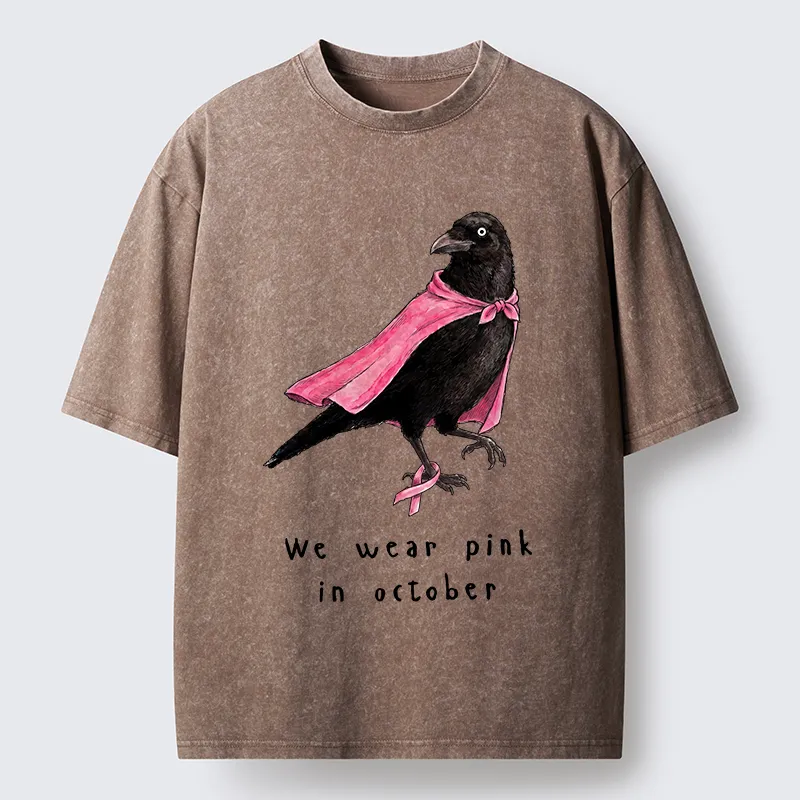 Tokyo-Tiger Pink Ribbon Raven Breast Cancer Awareness Washed T-Shirt