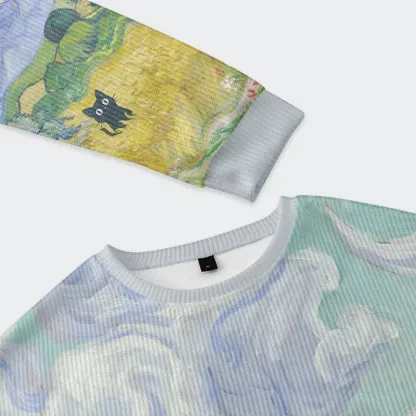 Tokyo-Tiger Black Cat In The Wheat Field Christmas Ugly Sweatshirt