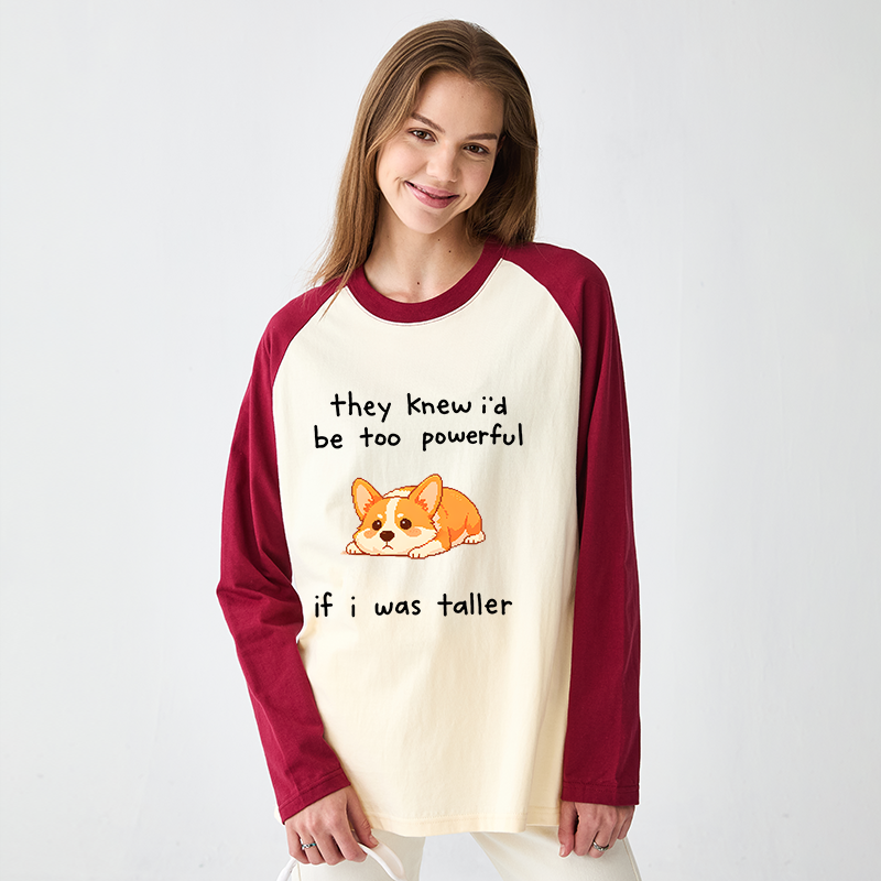 Tokyo-Tiger Funny Short Dog Joke Raglan Long Sleeve T-shirt