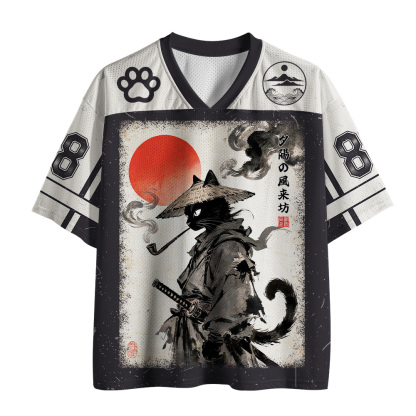 Tokyo-Tiger Japanese Sunset Wanderer Samurai cat Mesh Jersey