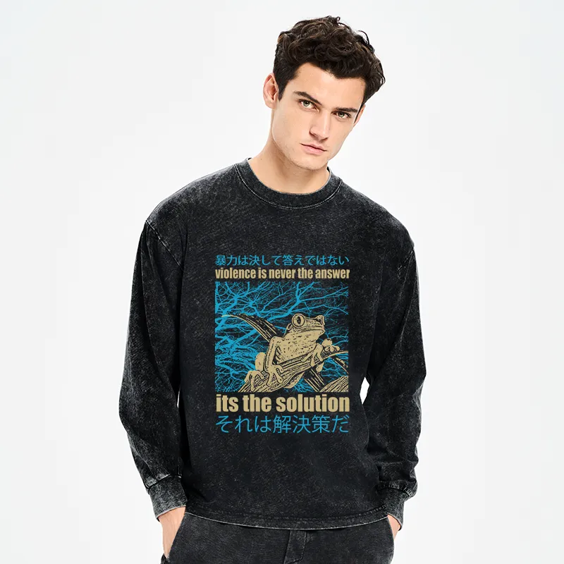 Tokyo-Tiger Violence Is Never The Answer Its The Solution Washed Long Sleeve T-Shirt