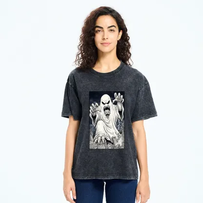 Tokyo‑Tiger Spooky Ghost Monster Washed T‑Shirt