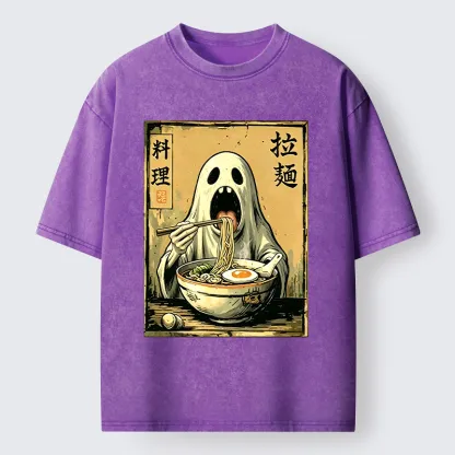 Tokyo‑Tiger Ghost Ramen Meme Washed T‑Shirt