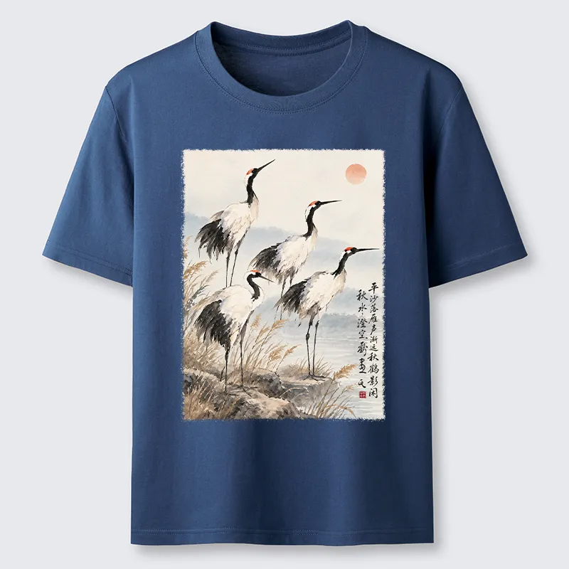Tokyo-Tiger Vintage Oriental Crane Art Classic T-Shirt