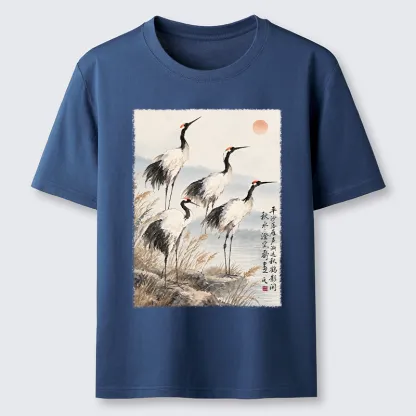 Tokyo-Tiger Vintage Oriental Crane Art Classic T-Shirt