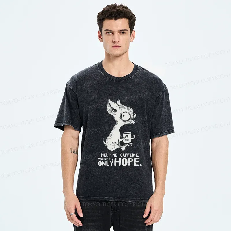 Tokyo-Tiger Caffeine In Need Washed T-Shirt