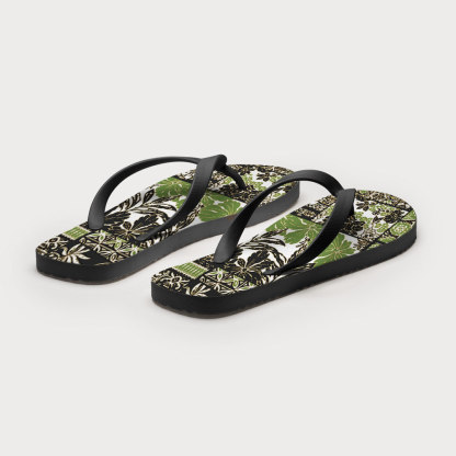 Tokyo-Tiger Tropical Plant Flip Flops