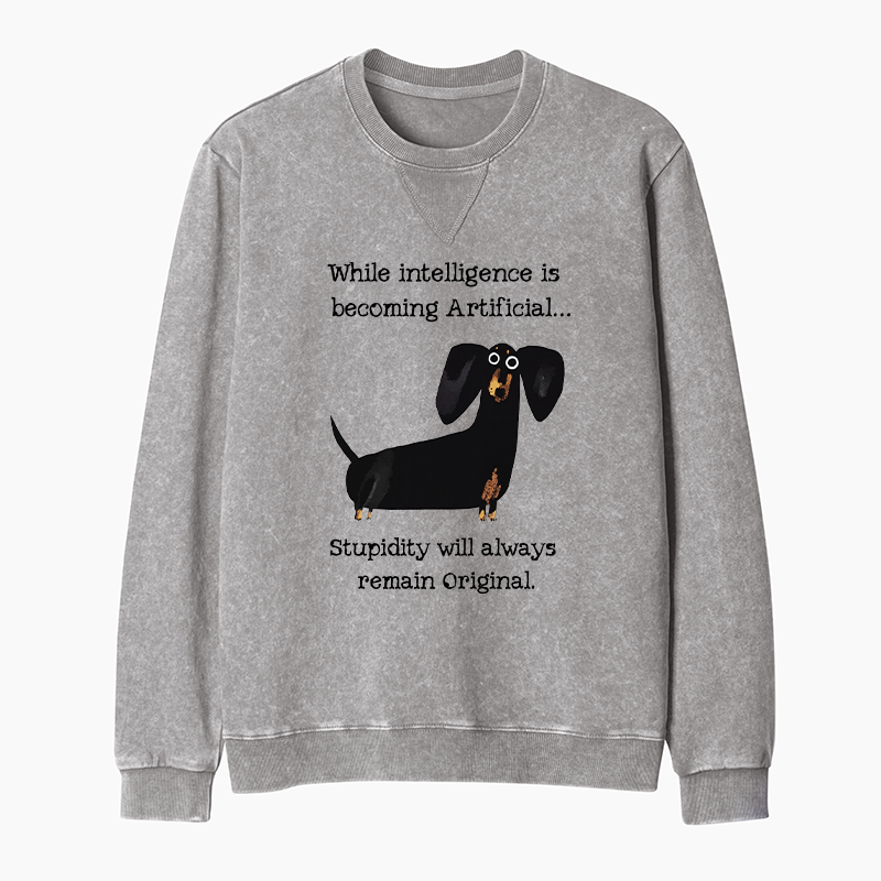Tokyo-Tiger Dachshund Real Humor Funny Meme Washed Terry Sweatshirt