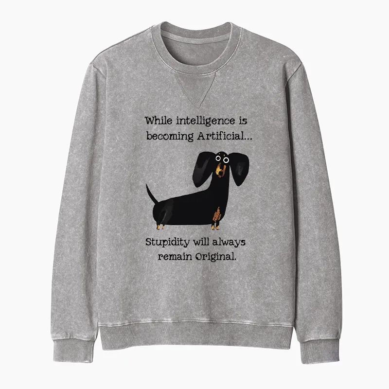 Tokyo-Tiger Dachshund Real Humor Funny Meme Washed Terry Sweatshirt