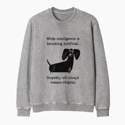 Tokyo-Tiger Dachshund Real Humor Funny Meme Washed Terry Sweatshirt