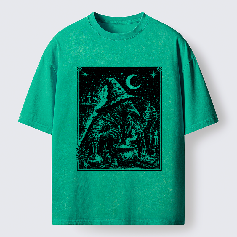 Tokyo-Tiger Funny Magical Raven Washed T-Shirt