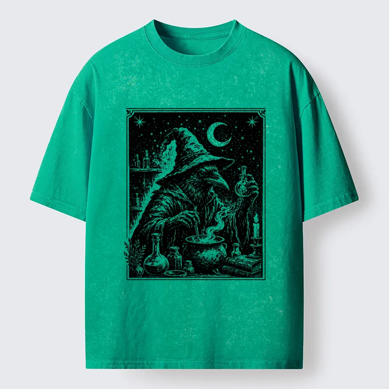 Tokyo-Tiger Funny Magical Raven Washed T-Shirt