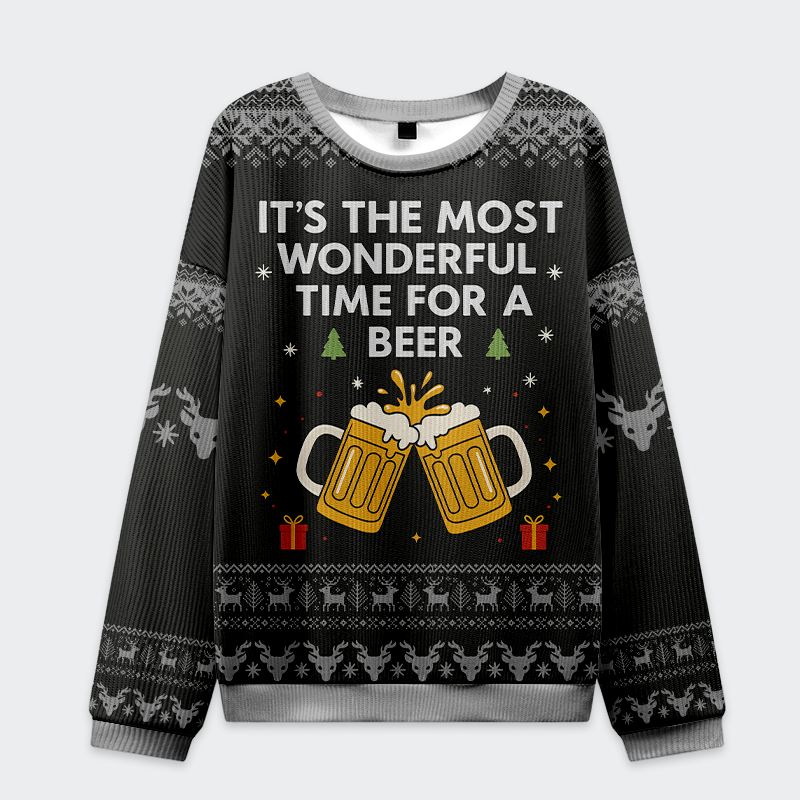 Tokyo-Tiger Most Wonderful Beer Time Christmas Ugly Sweatshirt