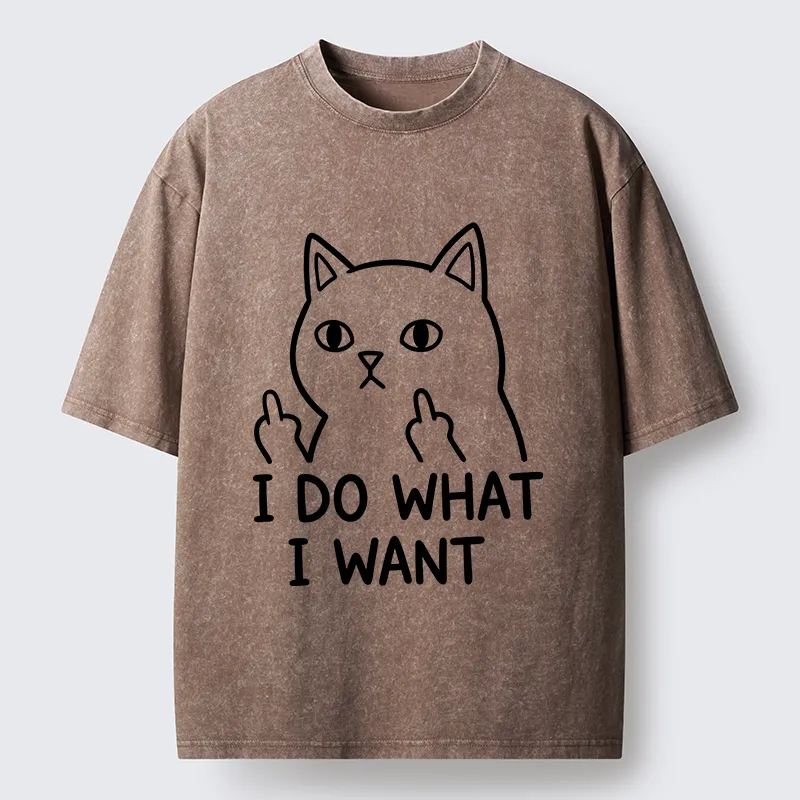 Tokyo-Tiger Funny Cat Freedom Vibe Washed T-Shirt