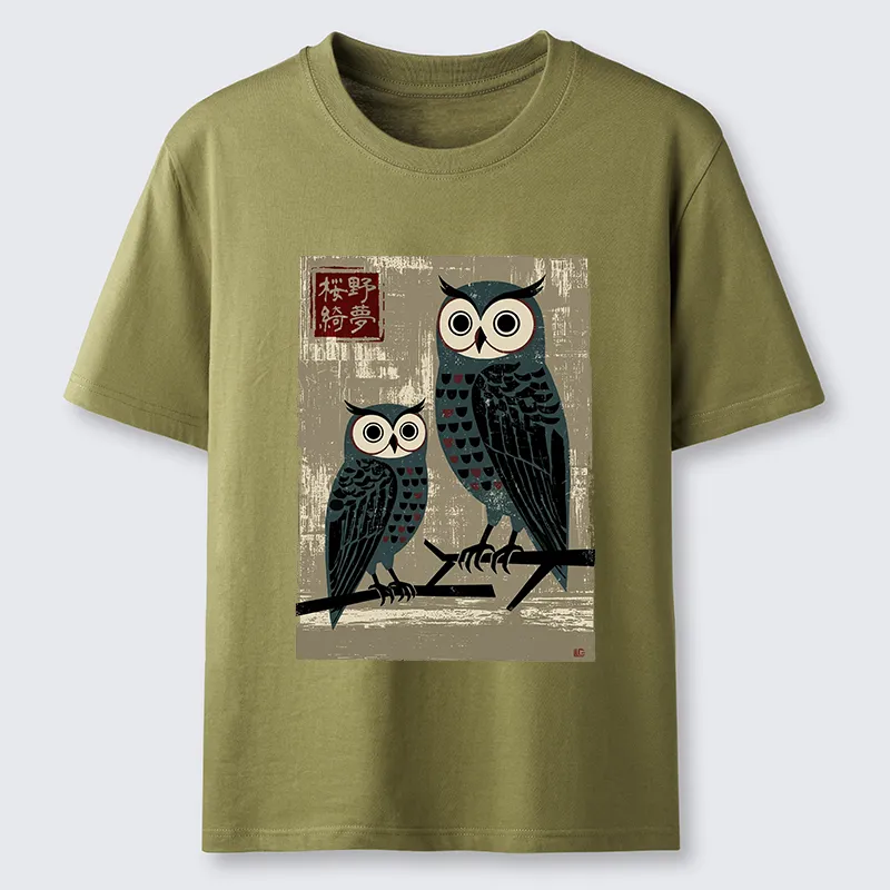 Tokyo-Tiger Japanese Style Retro Owls Classic T-Shirt