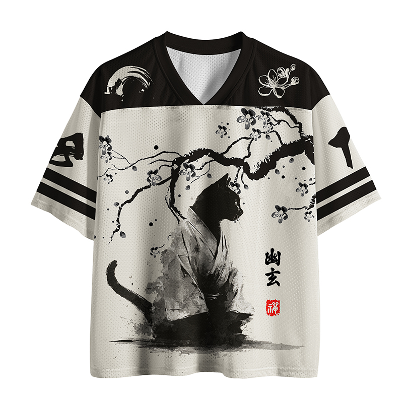 Tokyo-Tiger Zen Samurai Cat Mesh Jersey