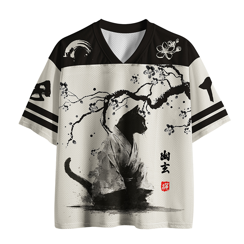 Tokyo-Tiger Zen Samurai Cat Mesh Jersey