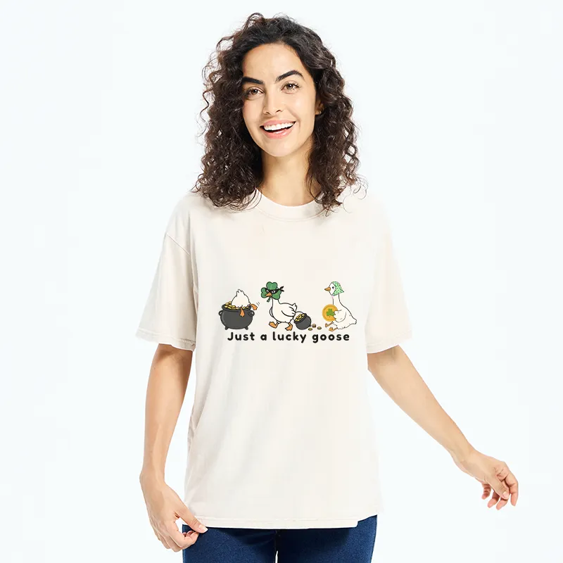 Tokyo-Tiger Just A Lucky Goose Meme Washed T-Shirt