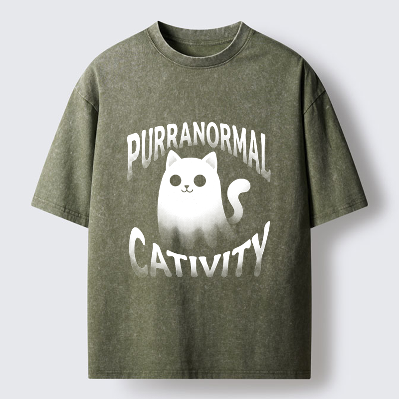 Tokyo‑Tiger Funny Ghost Cat Meme Washed T‑Shirt