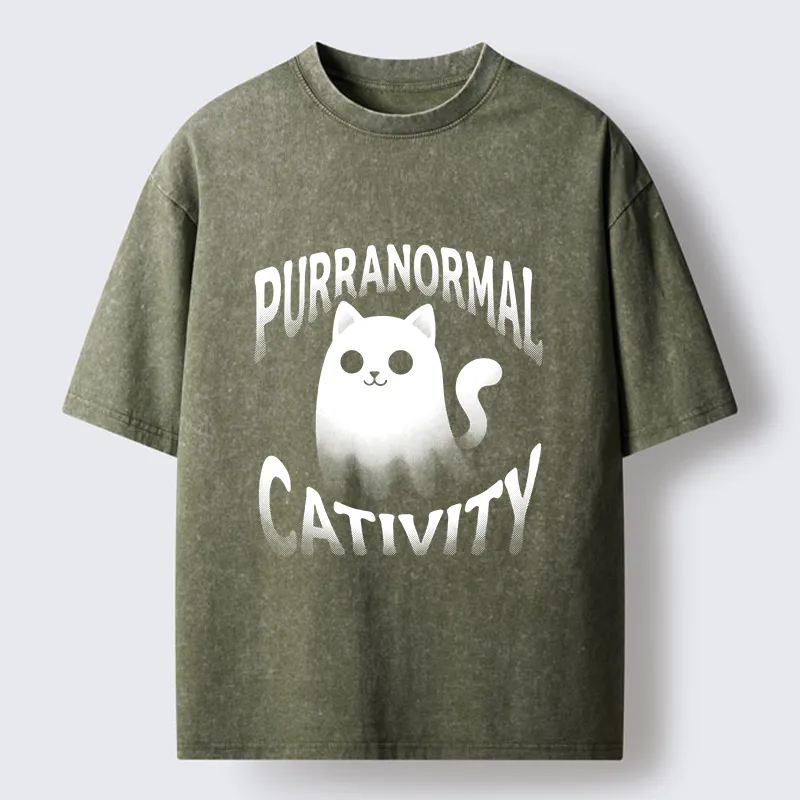 Tokyo‑Tiger Funny Ghost Cat Meme Washed T‑Shirt