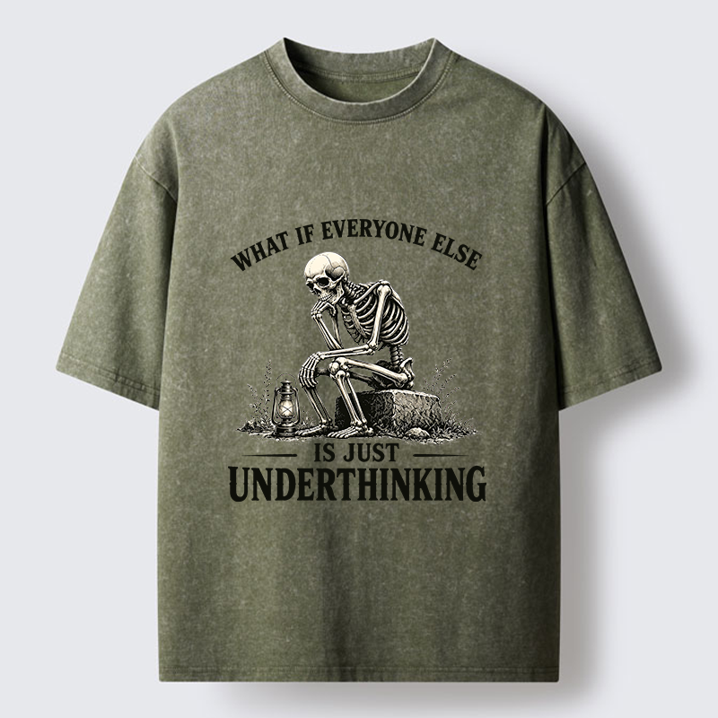 Tokyo-Tiger Skeleton Deep Thought Meme Washed T-Shirt