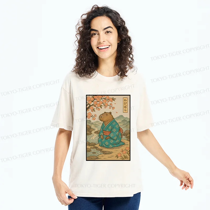 Tokyo-Tiger Japanese Capybara Washed T-Shirt