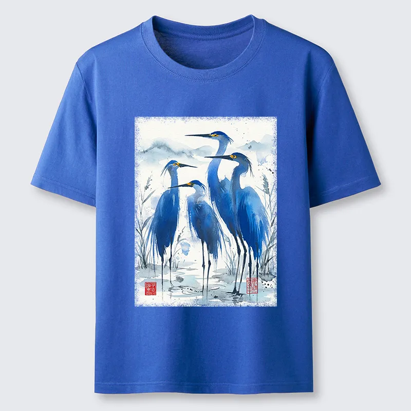 Tokyo-Tiger Blue Heron Ink Art Classic T-Shirt