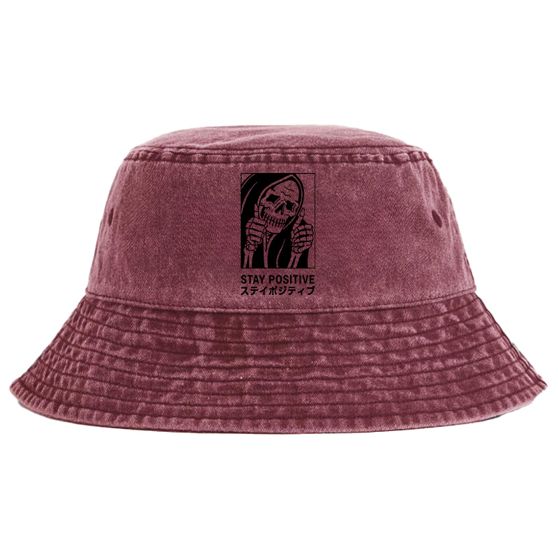 Tokyo-Tiger Stay Positive Skeleton Washed Bucket Hat