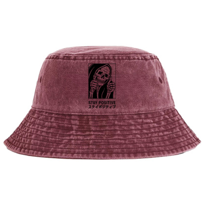 Tokyo-Tiger Stay Positive Skeleton Washed Bucket Hat