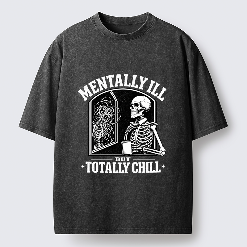 Tokyo‑Tiger Chill Crazy Skeleton Meme Washed T‑Shirt
