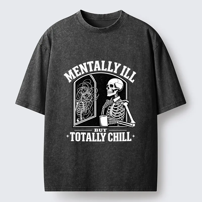 Tokyo‑Tiger Chill Crazy Skeleton Meme Washed T‑Shirt