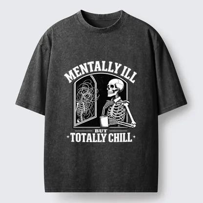 Tokyo‑Tiger Chill Crazy Skeleton Meme Washed T‑Shirt