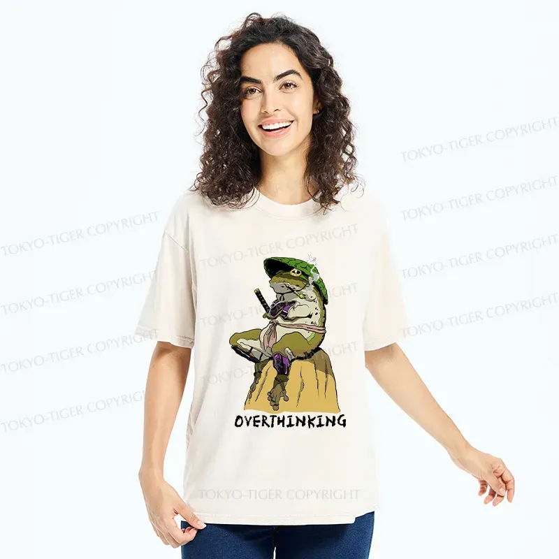 Tokyo-Tiger Overthinking Frog Samurai Washed T-Shirt
