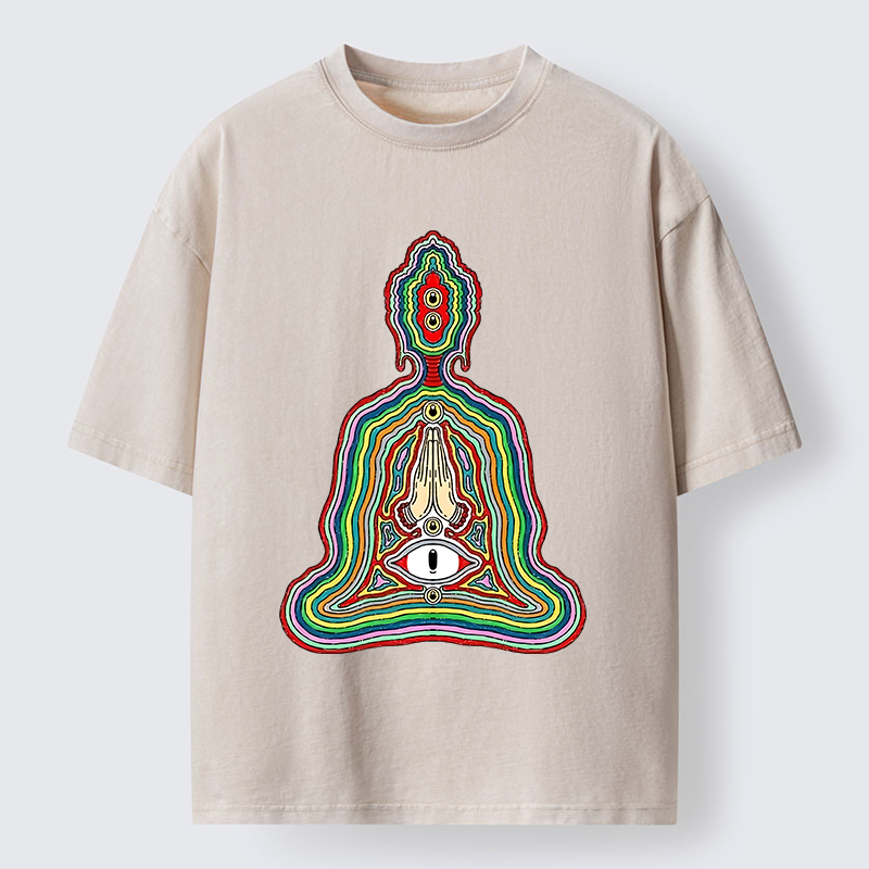 Tokyo-Tiger Colorful Multi Eye Buddha Washed T-Shirt