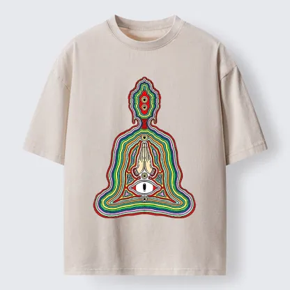 Tokyo-Tiger Colorful Multi Eye Buddha Washed T-Shirt