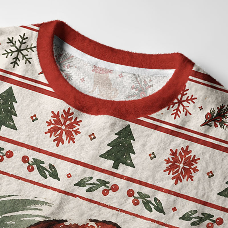 Tokyo-Tiger Sleepy Shiba Meme Fuzzy Christmas Ugly Sweatshirt