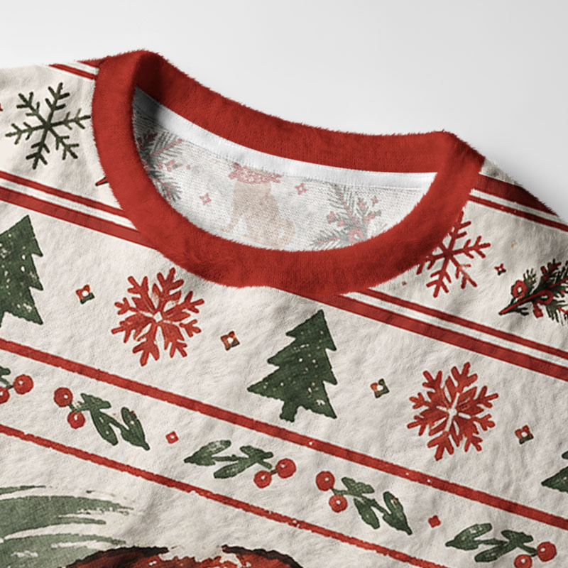 Tokyo-Tiger Sleepy Shiba Meme Fuzzy Christmas Ugly Sweatshirt