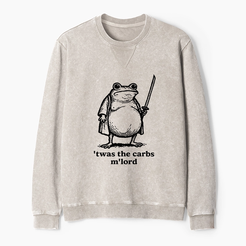 Tokyo-Tiger Funny Fat Samurai Frog Washed Terry Sweatshirt