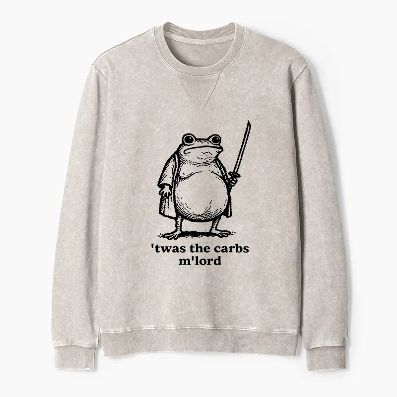 Tokyo-Tiger Funny Fat Samurai Frog Washed Terry Sweatshirt