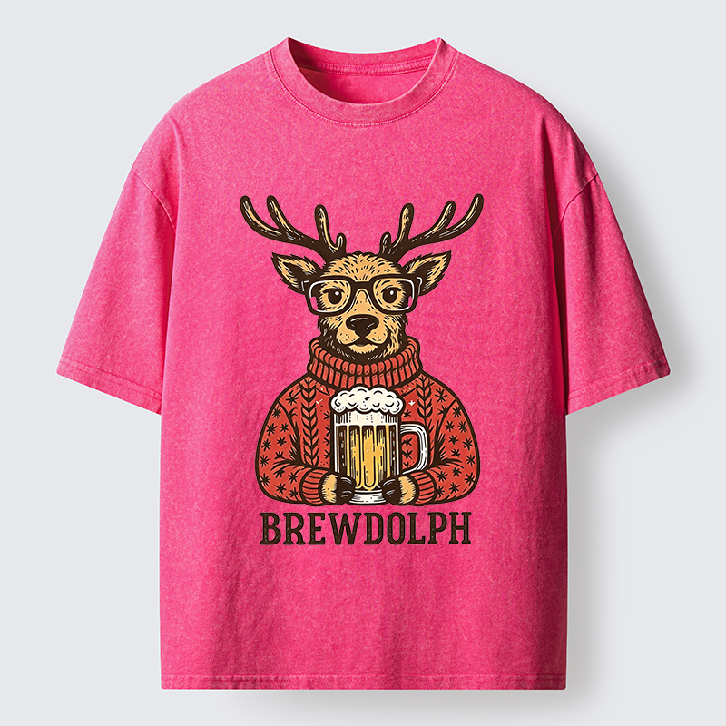 Tokyo-Tiger Christmas Beer Reindeer Meme Washed T-Shirt