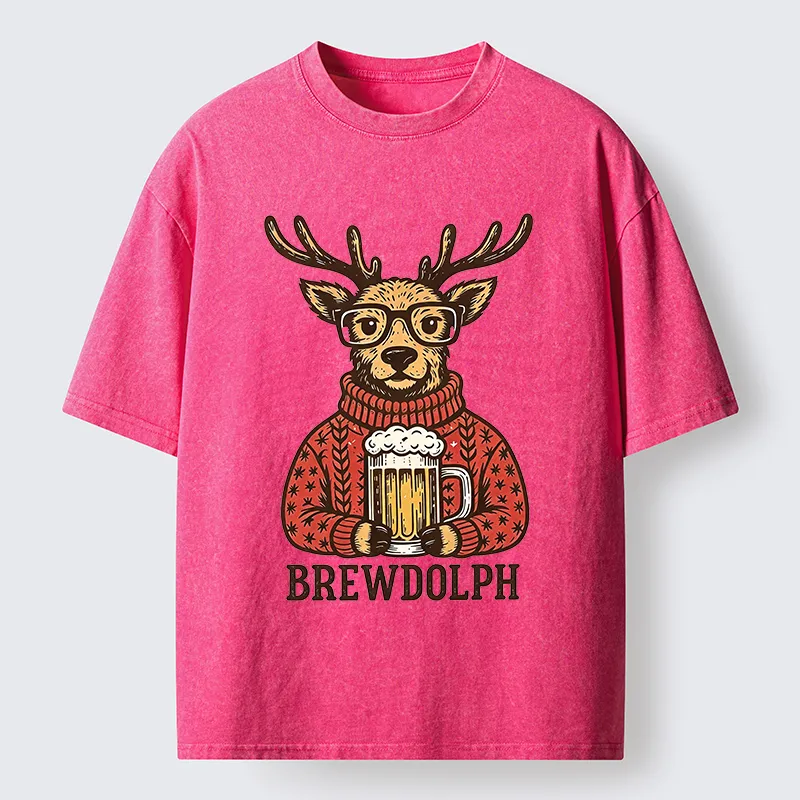 Tokyo-Tiger Christmas Beer Reindeer Meme Washed T-Shirt